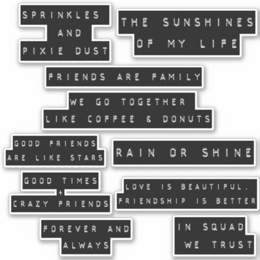 エンボスラベルスクラップブックのフレンドシップ引用文キャプション シール (正面)