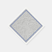 エンボスルックグレーラビットバニーブルー縁ど スタンダードカクテルナプキン (角)