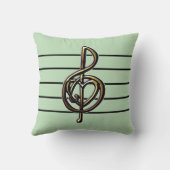 エンボスルックトレブルクレフ、 音符記号とハート任意のカラーミント クッション (裏面)