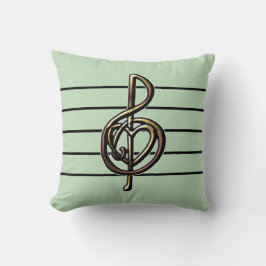 エンボスルックトレブルクレフ、 音符記号とハート任意のカラーミント クッション