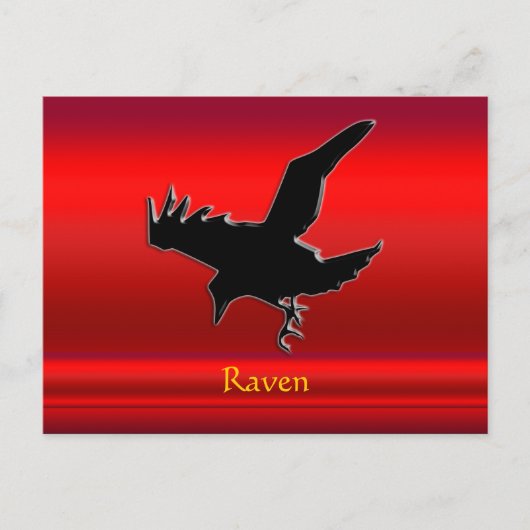 エンボスルック黒Raven on red chrome effect ポストカード (正面)