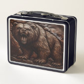 エンボスレザーグリズリー:激しいエレガンス メタルランチボックス (裏面)