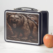 エンボスレザーグリズリー：激しいエレガンス メタルランチボックス (インサイチュ)