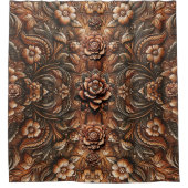 エンボスヴィンテージフェイクフローラレザールック シャワーカーテン (正面)