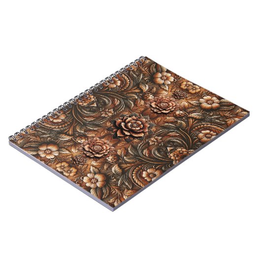 エンボスヴィンテージフェイクフローラレザールック ノートブック (左側)