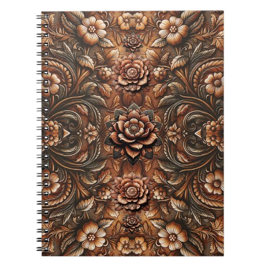 エンボスヴィンテージフェイクフローラレザールック ノートブック (正面)