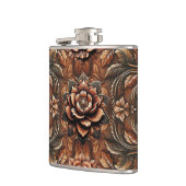 エンボスヴィンテージフェイクフローラレザールック フラスク (左)