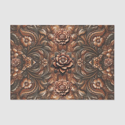 エンボスヴィンテージフェイクフローラレザールック 薄葉紙 (正面)