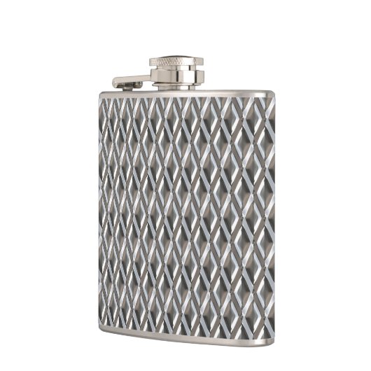 エンボス加工されたクローム ハーレクイン ダイヤモンド プリント フラスク (左)