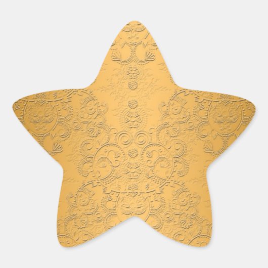 エンボス加工された装飾的なデザインのゴールド調仕上げ 星シール (正面)