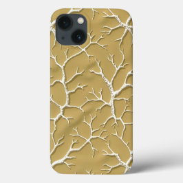 エンボス加工のカーキブランチiPhoneケースデザイン iPhone 13ケース