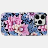 エンボス加工のピンクの花柄 Case-Mate iPhoneケース (裏面 (横))