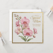 エンボス加工の花の母の日カード カード (正面/裏面インサイチュ)