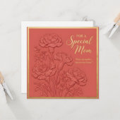 エンボス加工の花の母の日カード カード (正面/裏面インサイチュ)