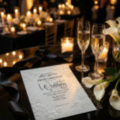 エンボス加工の花柄ホワイトフォーマルウェディング 招待状