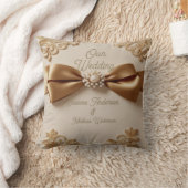 エンボス加工の花柄結婚式招待状 - サテンのリボンとG クッション (ブランケット)