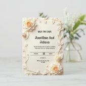 エンボス加工または印刷された花で飾られたカード 招待状 (スタンド正面)