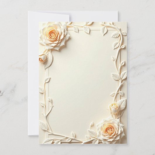 エンボス加工または印刷された花で飾られたカード 招待状 (裏面)