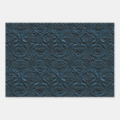 エンボス加工 ネイビーブルーの濃淡 ラッピングペーパーシート (正面2)