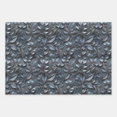 エンボス加工 ネイビーブルーの陰影 ラッピングペーパーシート (正面3)