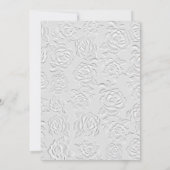 エンボス調の白いバラの結婚式Save the Date 招待状 (裏面)