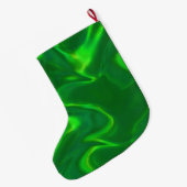 エンボス金ゴールドドラゴンオングリーンサテンプリント ラージクリスマスストッキング (裏面 (吊り時))