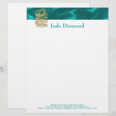 エンボス金ゴールドドラゴンオンターコイズサテンプリント レターヘッド (正面/裏面)