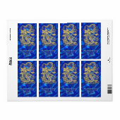 エンボス金ゴールドドラゴンオンブルーサテンプリント ラベル (フルシート)