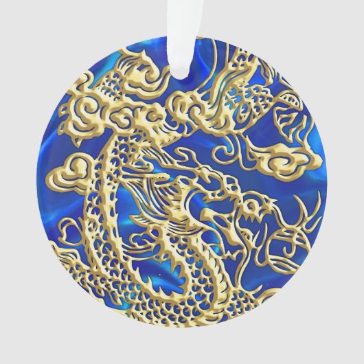 エンボス金ゴールドドラゴン オーナメント (正面)