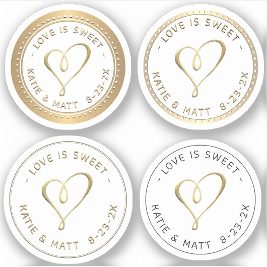 エンボス金ゴールドハートラブイズスウィート結婚式の引き出物 シール (正面)