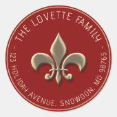 エンボス金ゴールドフルーアデライスホリデイ差出人住所 ラウンドシール (正面)