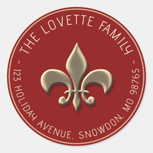 エンボス金ゴールドフルーアデライスホリデイ差出人住所 ラウンドシール (正面)