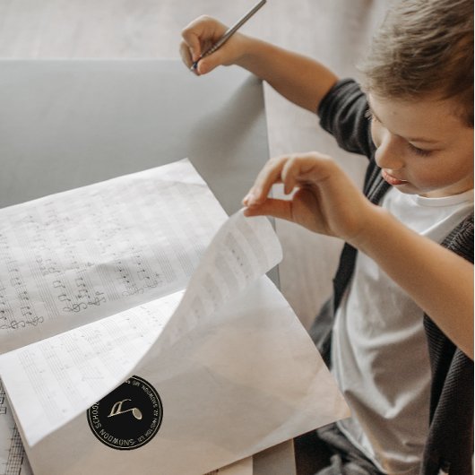 エンボス金ゴールドミュージックノートオンブラック差出人住所 ラウンドシール