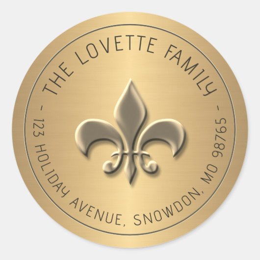 エンボス金ゴールド（紋章の）フラ・ダ・リホリデイ差出人住所 ラウンドシール (正面)