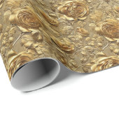 エンボス黄金バラ及び葉装飾模様 ラッピングペーパー (ロールコーナー)