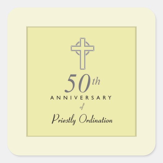 エンボス・クロス神父50周年 スクエアシール (正面)