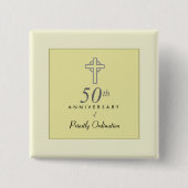 エンボス・クロス神父50周年 缶バッジ (正面)