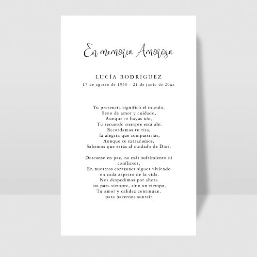 エンメスペインのモリアアモローザ祈りの言葉フォトカード