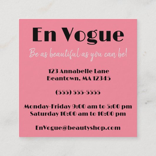 エンヴォーグヘアサロンパーソナライズ スクエア名刺 (裏面)