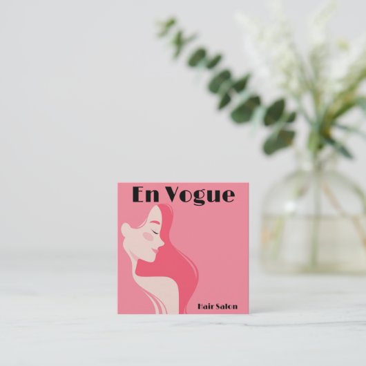 エンヴォーグヘアサロンパーソナライズ スクエア名刺 (スタンド正面)