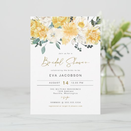 エヴァエレガントイエロー春フローラブライダルシャワー 招待状 (スタンド正面)
