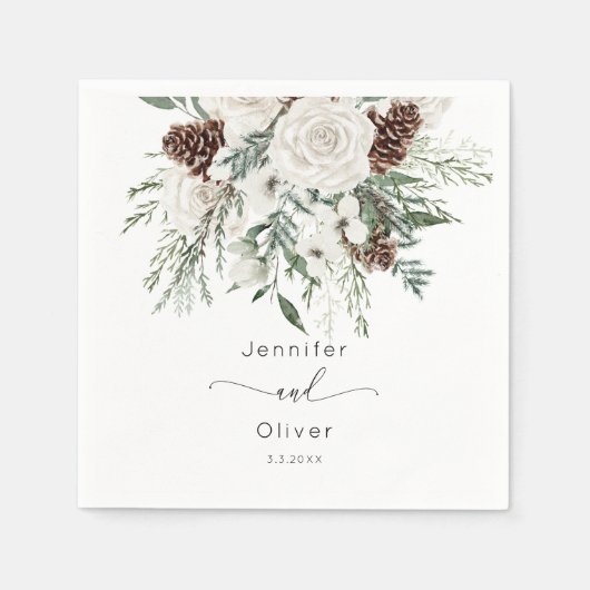 エヴァグリーンエレガントな結婚式 スタンダードカクテルナプキン (正面)