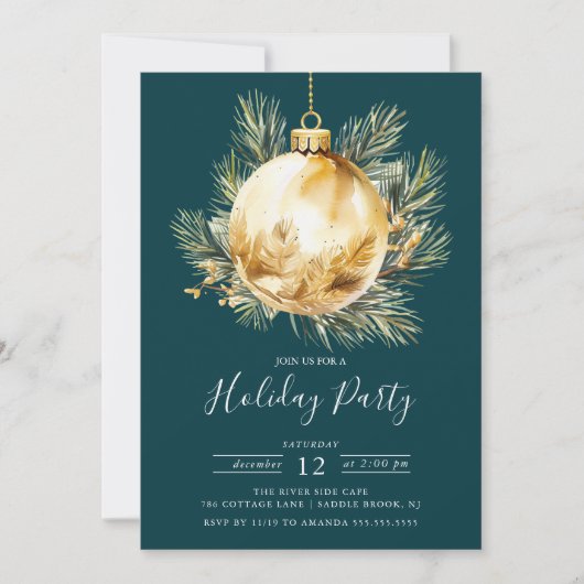 エヴァグリーンクリスマスオーナメントホリデーパーティー 招待状 (正面)