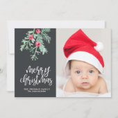エヴァグリーンクリスマスホリデーフォトカードイン石板 シーズンカード (正面)