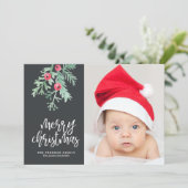 エヴァグリーンクリスマスホリデーフォトカードイン石板 シーズンカード (スタンド正面)