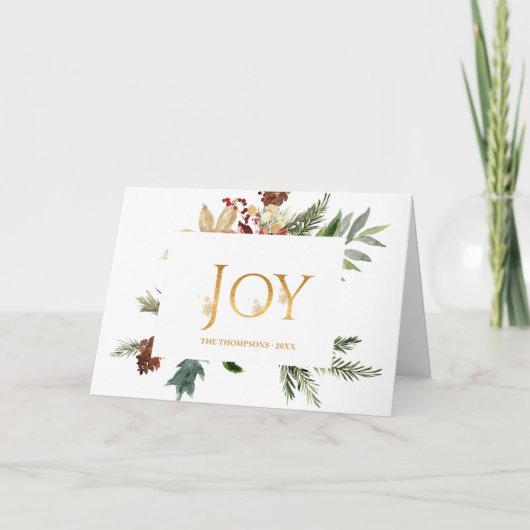 エヴァグリーン-ウィンタイドウッドランドクリスマス写真 カード (正面)