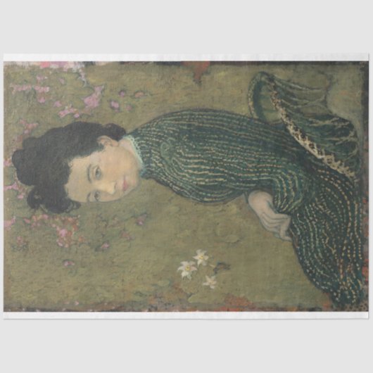 エヴァミュリエinグリーンドレスデコページ紙 薄葉紙 (正面)