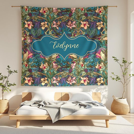 エヴェリンアールヌーボージュエルトンフローラ フリースブランケット