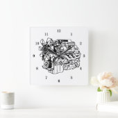 エヴリーエクールンジン整備士の壁掛け時計 スクエア壁時計 (ホーム)