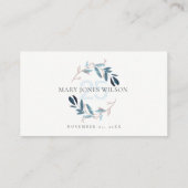 エーエレガントジブルーピンクの葉リース誕生日 プレイスカード (裏面)